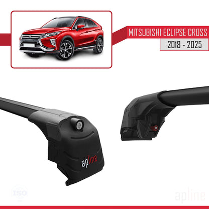 Compatible avec Mitsubishi Eclipse Cross (GK) 2018-2025 ACE-2 Barres de Toit Railing Porte-Bagages de Voiture Noir Aluminium 2 Barres