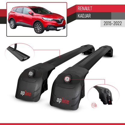 Compatible avec Renault Kadjar 2015-2022 ACE-2 modèle Barres de Toit Railing Porte-Bagages de Voiture Noir Aluminium Barres