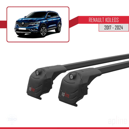 Compatible avec Renault Koleos 2 (HC) 2017-2024 ACE-2 Barres de Toit Railing Porte-Bagages de Voiture Noir Aluminium 2 Barres