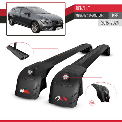 Compatible with Renault Megane 4 (KFB) Grandtour 2016-2023 ACE-2 Car Roof Rack Cross Bar Black Aluminium 2 Bars