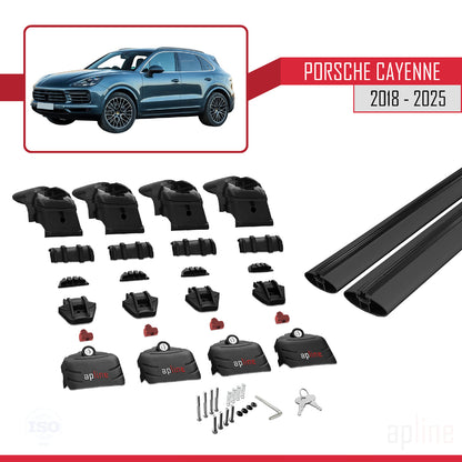 Compatible with Porsche Cayenne 3 (9YA) 2018-2025 ACE-2 Car Roof Rack Cross Bar Black Aluminium 2 Bars