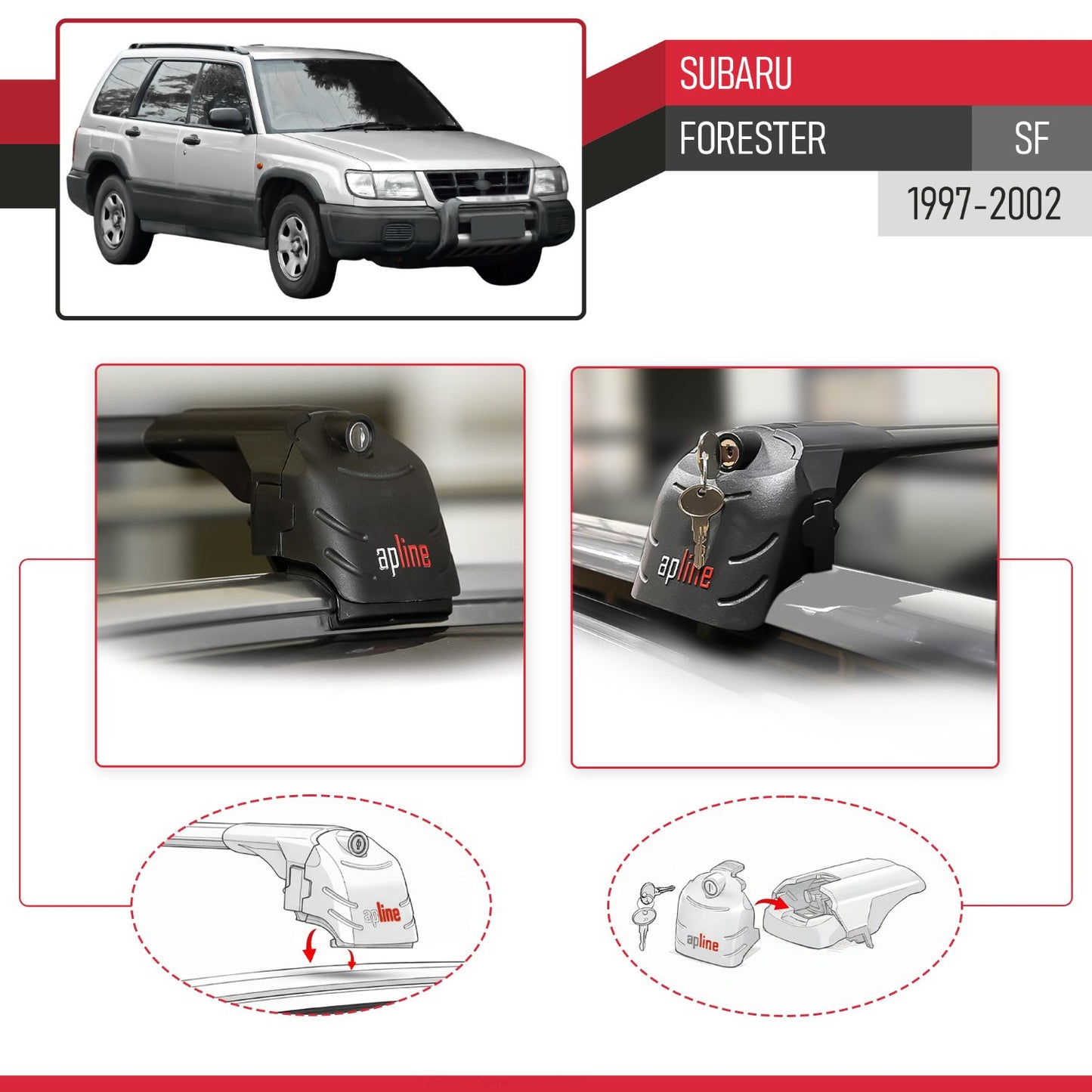 Compatible with Subaru Forester (SF) 1997-2002 ACE-2 Car Roof Rack Cross Bar Black Aluminium 2 Bars
