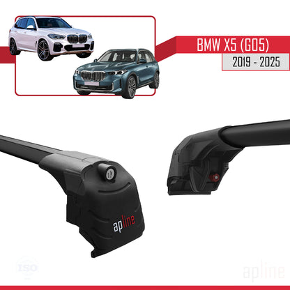 Compatible avec BMW X5 (G05) 2019-2025 ACE-2 Barres de Toit Railing Porte-Bagages de Voiture Noir Aluminium 2 Barres