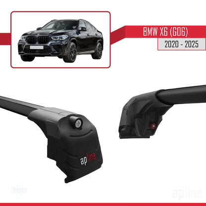 Compatible avec BMW X6 (G06) 2020-2025 ACE-2 Barres de Toit Railing Porte-Bagages de Voiture Noir Aluminium 2 Barres