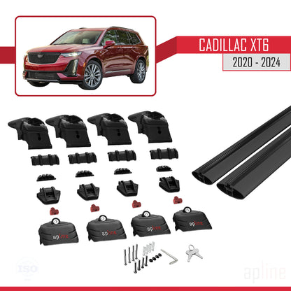 Compatible avec Cadillac XT6 2020-2024 ACE-2 Barres de Toit Railing Porte-Bagages de Voiture Noir Aluminium 2 Barres