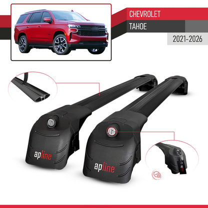 Compatible avec Chevrolet Tahoe 2021-2026 ACE-2 modèle Barres de Toit Railing Porte-Bagages de Voiture Noir Aluminium Barres