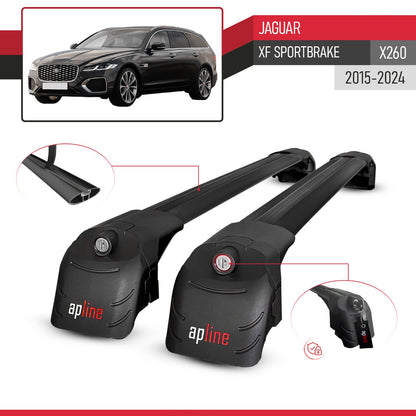 Compatible avec Jaguar XF Sportbrake (X260) 2015-2024 ACE-2 modèle Barres de Toit Railing Porte-Bagages de Voiture Noir Aluminium Barres