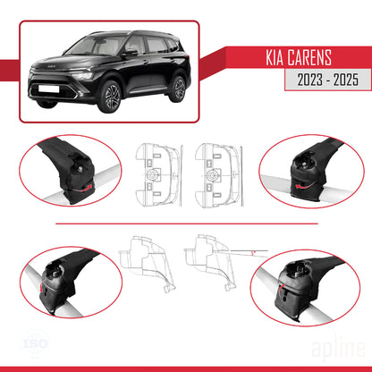 Compatible avec Kia Carens 2023-2025 ACE-2 Barres de Toit Railing Porte-Bagages de Voiture Noir Aluminium 2 Barres