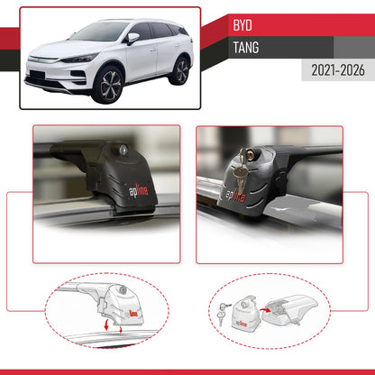 Compatible with BYD Tang 2021-2025 ACE-2 Car Roof Rack Cross Bar Black Aluminium 2 Bars