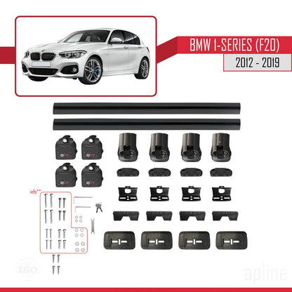 Compatible avec BMW Série 1 (F20) 2012-2019 ACE-3 Barres de Toit Railing Porte-Bagages de Voiture Noir Aluminium 2 Barres