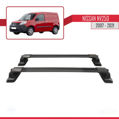 Compatible avec Nissan NV250 2007-2021 ACE-3 Barres de Toit Railing Porte-Bagages de Voiture Noir Aluminium 2 Barres