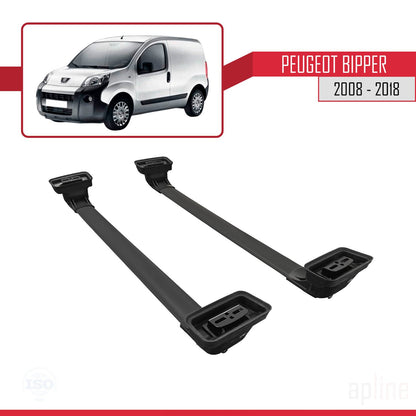 Compatible avec Peugeot Bipper 2008-2018 ACE-3 Barres de Toit Railing Porte-Bagages de Voiture Noir Aluminium 2 Barres