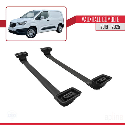Compatible avec Vauxhall Combo E 2019-2025 ACE-3 Barres de Toit Railing Porte-Bagages de Voiture Noir Aluminium 2 Barres
