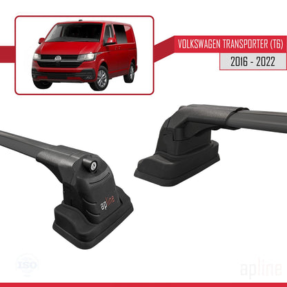 Compatible avec Volkswagen Transporter (T6) 2016-2022 ACE-3 Barres de Toit Railing Porte-Bagages de Voiture Noir Aluminium 2 Barres