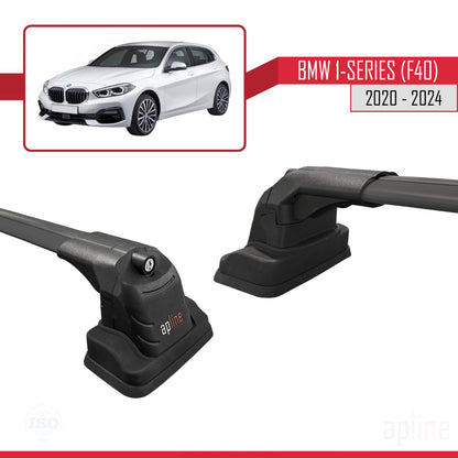 Compatible avec BMW Série 1 (F40) 2020-2024 ACE-3 Barres de Toit Railing Porte-Bagages de Voiture Noir Aluminium 2 Barres