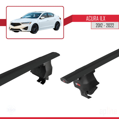 Compatible avec Acura ILX (DE1/2/3) 2012-2022 ACE-4 Barres de Toit Railing Porte-Bagages de Voiture Noir Aluminium 2 Barres