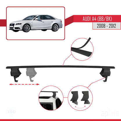 Compatible avec A4 (B8) Pre-Facelift 2008-2012 ACE-4 Barres de Toit Railing Porte-Bagages de Voiture Noir Aluminium 2 Barres