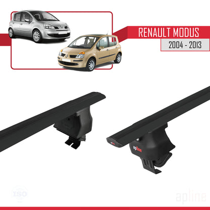 Compatible avec Renault Modus 2004-2013 ACE-4 Barres de Toit Railing Porte-Bagages de Voiture Noir Aluminium 2 Barres