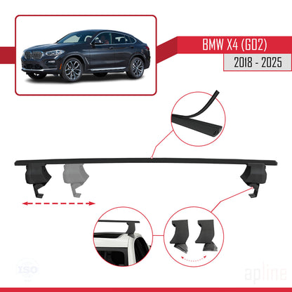 Compatible avec BMW X4 (G02) 2018-2025 ACE-4 Barres de Toit Railing Porte-Bagages de Voiture Noir Aluminium 2 Barres