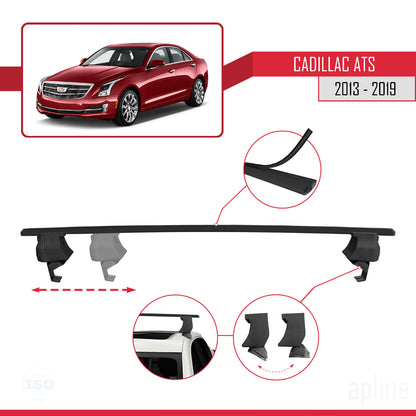 Compatible avec Cadillac ATS 2013-2019 ACE-4 Barres de Toit Railing Porte-Bagages de Voiture Noir Aluminium 2 Barres