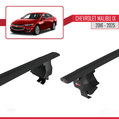 Compatible avec Chevrolet Malibu IX 2016-2025 ACE-4 Barres de Toit Railing Porte-Bagages de Voiture Noir Aluminium 2 Barres