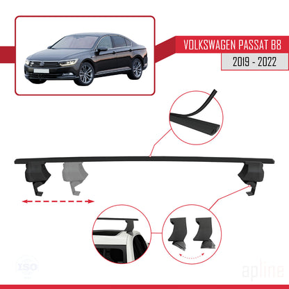 Compatible avec Volkswagen Passat B8 (3G) Post-Facelift 2019-2022 ACE-4 Barres de Toit Railing Porte-Bagages de Voiture Noir Aluminium 2 Barres