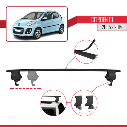 Compatible with Citroen C1 2005-2014 ACE-4 Car Roof Rack Cross Bar Black Aluminium 2 Bars