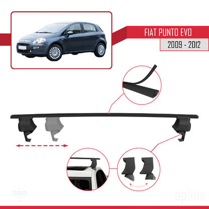 Compatible avec Fiat Punto Evo (199) 2009-2012 ACE-4 Barres de Toit Railing Porte-Bagages de Voiture Noir Aluminium 2 Barres