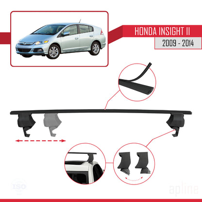 Compatible avec Honda Insight 2 (ZE2) 2009-2014 ACE-4 Barres de Toit Railing Porte-Bagages de Voiture Noir Aluminium 2 Barres