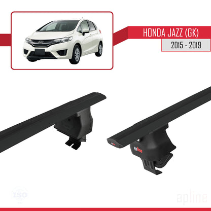 Compatible avec Honda Jazz 3 (GK) 2015-2019 ACE-4 Barres de Toit Railing Porte-Bagages de Voiture Noir Aluminium 2 Barres