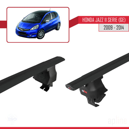 Compatible avec Honda Jazz 2 (GE) 2009-2014 ACE-4 Barres de Toit Railing Porte-Bagages de Voiture Noir Aluminium 2 Barres