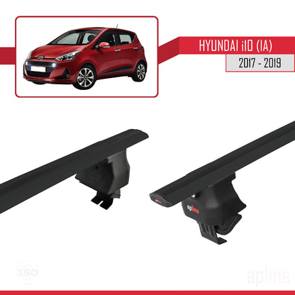 Compatible with Hyundai i10 II (IA) Post-Facelift 2017-2019 ACE-4 Car Roof Rack Cross Bar Black Aluminium 2 Bars