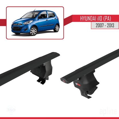 Compatible with Hyundai i10 (PA) 2007-2013 ACE-4 Car Roof Rack Cross Bar Black Aluminium 2 Bars