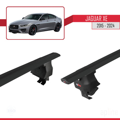 Compatible avec Jaguar XE (X760) 2015-2024 ACE-4 Barres de Toit Railing Porte-Bagages de Voiture Noir Aluminium 2 Barres
