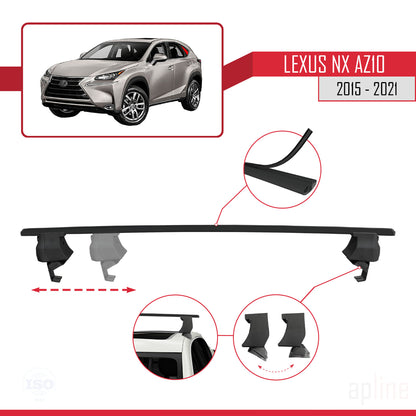 Compatible avec Lexus NX (AZ10) 2015-2021 ACE-4 Barres de Toit Railing Porte-Bagages de Voiture Noir Aluminium 2 Barres