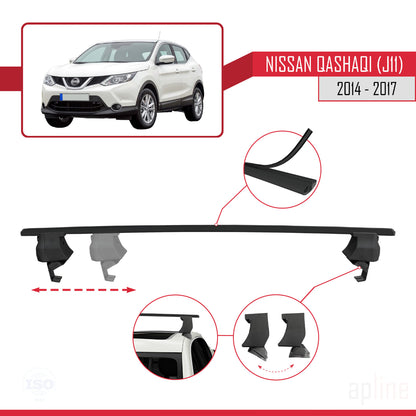 Compatible avec Nissan Qashqai 2 (J11) Pre-Facelift 2014-2017 ACE-4 Barres de Toit Railing Porte-Bagages de Voiture Noir Aluminium 2 Barres