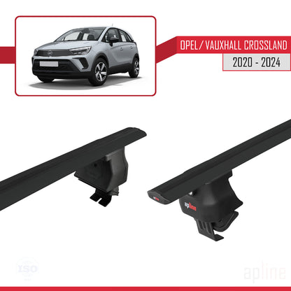 Compatible avec Opel/Vauxhall Crossland 2020-2024 ACE-4 Barres de Toit Railing Porte-Bagages de Voiture Noir Aluminium 2 Barres