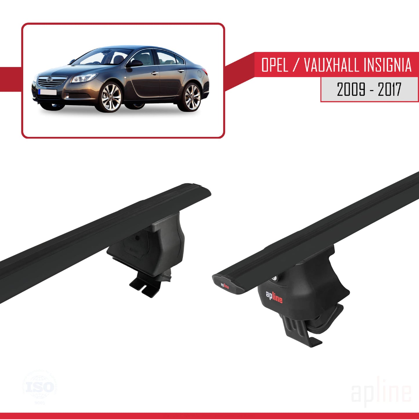 Compatible with Opel/Vauxhall Insignia 2009-2017 ACE-4 Car Roof Rack Cross Bar Black Aluminium 2 Bars
