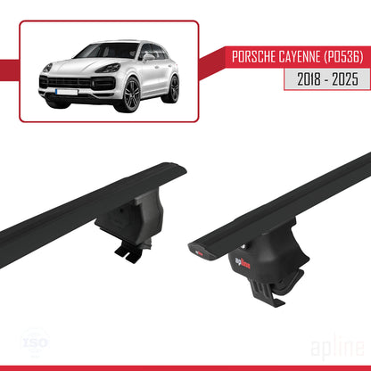 Compatible avec Porsche Cayenne 3 (9YA) 2018-2025 ACE-4 Barres de Toit Railing Porte-Bagages de Voiture Noir Aluminium 2 Barres