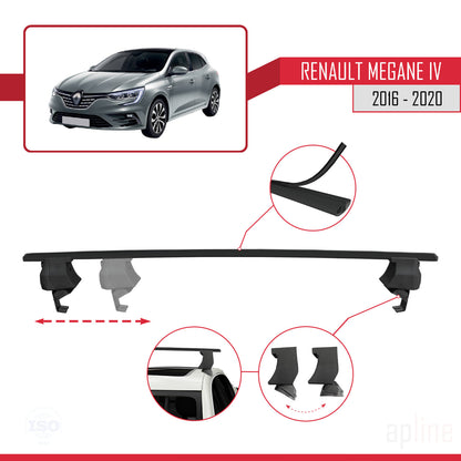 Compatible avec Renault Megane 4 (BFB) Pre-Facelift 2016-2020 ACE-4 Barres de Toit Railing Porte-Bagages de Voiture Noir Aluminium 2 Barres