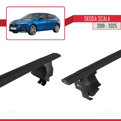 Compatible avec Skoda Scala 2019-2025 ACE-4 Barres de Toit Railing Porte-Bagages de Voiture Noir Aluminium 2 Barres
