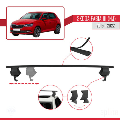 Compatible with Skoda Fabia 3 (NJ) 2015-2022 ACE-4 Car Roof Rack Cross Bar Black Aluminium 2 Bars