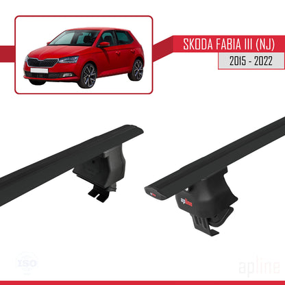 Compatible with Skoda Fabia 3 (NJ) 2015-2022 ACE-4 Car Roof Rack Cross Bar Black Aluminium 2 Bars