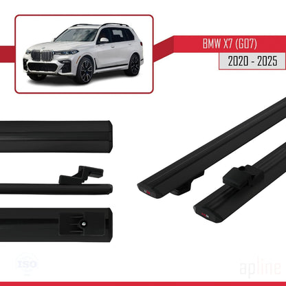 Compatible avec BMW X7 (G07) 2020-2025 BASIC Model Barres de Toit Railing Porte-Bagages de Voiture Noir Aluminium 2 Barres