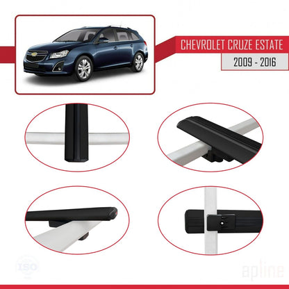 Compatible avec Chevrolet Cruze (J300) 2009-2016 BASIC Model Barres de Toit Railing Porte-Bagages de Voiture Noir Aluminium 3 Barres