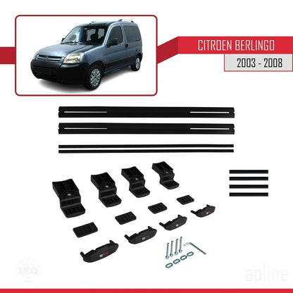 Compatible with Citroen Berlingo (M59) 2003-2008 BASIC Model Car Roof Rack Cross Bar Black Aluminium 2 Bars
