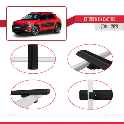 Compatible avec Citroen C4 Cactus 2014-2021 BASIC Model Barres de Toit Railing Porte-Bagages de Voiture Noir Aluminium 2 Barres