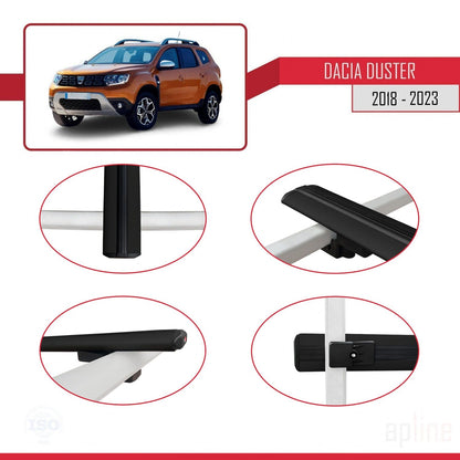 Compatible avec Dacia Duster 2 (HM) 2018-2024 BASIC Model Barres de Toit Railing Porte-Bagages de Voiture Noir Aluminium 3 Barres