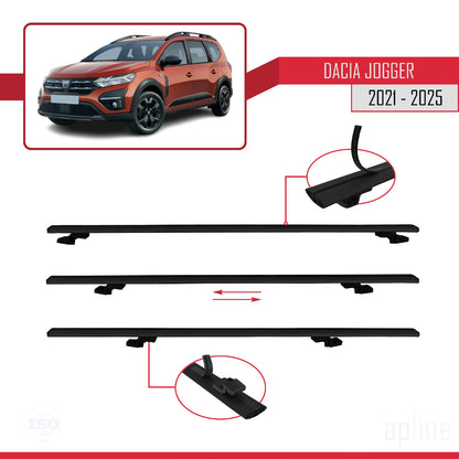 Compatible avec Dacia Jogger 2021-2025 BASIC Model Barres de Toit Railing Porte-Bagages de Voiture Noir Aluminium 3 Barres