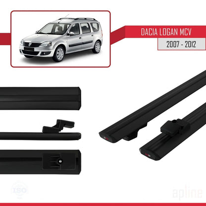 Compatible avec Dacia Logan 2 MCV (K52) 2007-2012 BASIC Model Barres de Toit Railing Porte-Bagages de Voiture Noir Aluminium 2 Barres